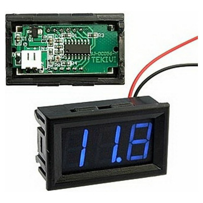 Цифровой вольтметр RUICHI V27T-DL Blue, 3.2-30V 97670