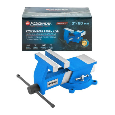 Стальные поворотные тиски Forsage с наковальней 3"-80мм F-6540803(18546)