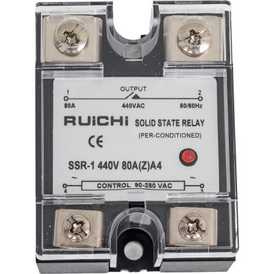 Твердотельное реле: SSR-1 RUICHI 440V 80A (Z)A4 (90-280v) 60929