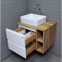 Тумба подвесная под умывальник Домино Joy 46 Frost 70 с двумя ящиками В2 DF3401T