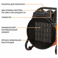 Электрический нагреватель P.I.T. MAXPILER 1/2 кВт, производительность 197м3/ч, площадь обогрева 20м2, керамический нагреватель MEH-2002