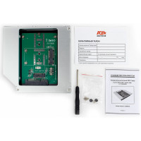 Сменный бокс AgeStar для 2.5" HDD/SSD/М.2/mSATA, 12,7 мм, металл-пластик, черный, SMNF2S