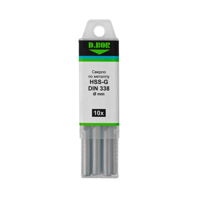 Сверло по металлу шлифованное HSS-G DIN 338 6.5х63х101 мм, 10 шт D.BOR D-TD-338-HSS-065-10