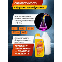 Антифриз желтый, G12++, 1 кг, -65С+132С, 042Z, готовый к применению AGA AGA042Z