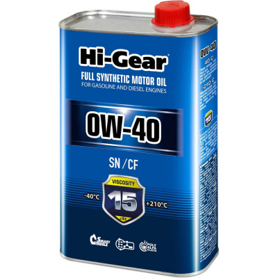 Масло моторное синтетическое 1л 0W-40 SN/CF A3/B4 Hi-Gear HG0040