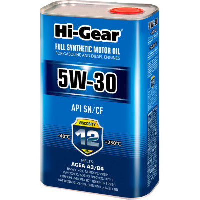 Масло моторное синтетическое 1л 5W-30 SN/CF A3/B4 Hi-Gear HG0030