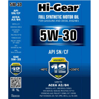 Масло моторное синтетическое 1л 5W-30 SN/CF A3/B4 Hi-Gear HG0030
