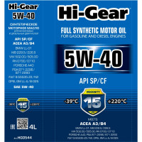 Масло моторное синтетическое 4л 5W-40 SP/CF A3/B4 Hi-Gear HG0544