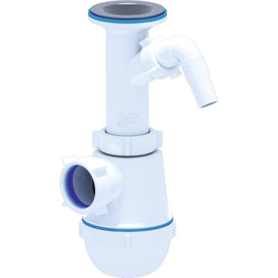 Сифон для умывальника/мойки АНИ Пласт бутылочный, литой выпуск, 1 1/2 дюйма x 40 мм, отвод, нержавеющая сетка A2000 025-0244