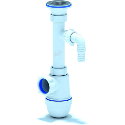 Сифон для умывальника АНИ Пласт бутылочный, 1 1/4 дюйма x 40 мм, отвод, нержавеющая сетка C1300 025-0240