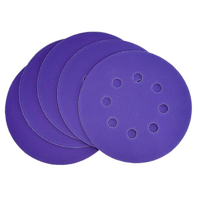 Диск шлифовальный Purple Film на пленочной основе 8 отверстий 125 мм, Р1000, 5 шт Abraforce 165046