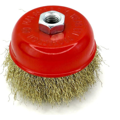 Щетка чашечная 100 мм, М14, ворс гофрированная латунированная сталь 0.3 мм, для УШМ EuroBrush 7-007