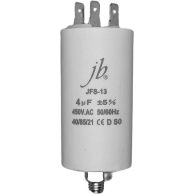 Пусковой конденсатор JB Capacitors 4мкФ, 450В, 35х65, JFS-13 (клеммы+болт), JFS13A6405J000000B-152