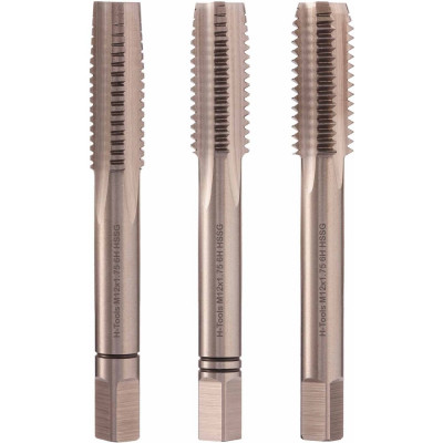 Набор метчиков из 3-х шт. H-Tools М12 шаг 1.75мм DIN352 HSS-G 230120HT