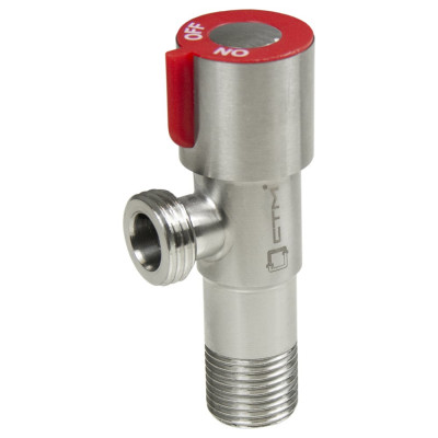 Кран для бытовых приборов СТМ угловой 1/2"х1/2" ш/ш с отражат. нерж. сталь CASB1212