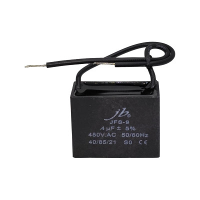 Конденсатор пусковой JB Capacitors, 4мкФ, 450В, 39x19x29, JFS-9 (CBB61) (гибкие выводы) JFS9A6405J000000B-219