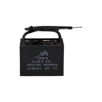 Конденсатор пусковой JB Capacitors, 3мкФ, 450В, 38x18x29, JFS-9 (CBB61) (гибкие выводы) JFS9A6305J000000B-217