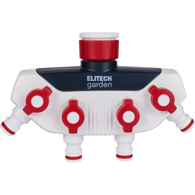 Распределитель потоков 4-х канальный с переходником 3/4"-1" HF 002 Garden Elitech 206026