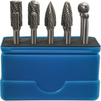 Набор бор-фрез твердосплавных 6/12 мм, HM, S=6 мм, 10 шт, Mini-Box H-Tools 116002HT