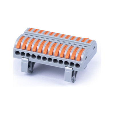 Клемма соединительная универсальная проходная Cabeus 12 полюсов, с рычагом, на DIN-рейку MX223-12D