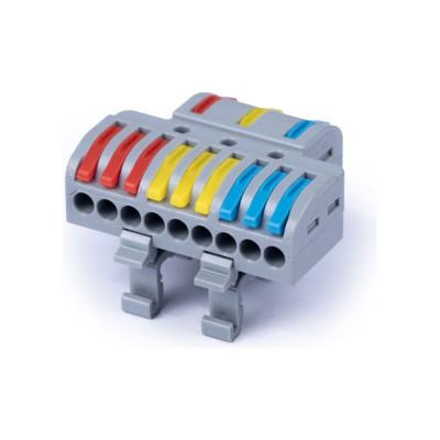 Клемма соединительная универсальная проходная Cabeus 3-9 полюса, с рычагом, на DIN-рейку 0,08-2,5/4,0 MX-933D