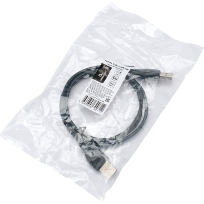 Кабель Cablexpert USB2.0 AM/AM, экран, 28/26AWG, медь, Pro, 1м, черный, пакет, CC-USB2-AMAM-1M