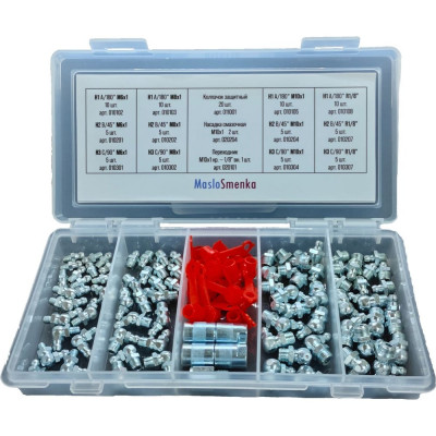MasloSmenka Набор пресс-масленок (15 типов / 103 предмета) в кейсе GN-KIT-15-103, 012002