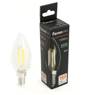 Лампа светодиодная FERON .PRO LB-1208 Свеча E14 8W 175-265V 4000K, 51248