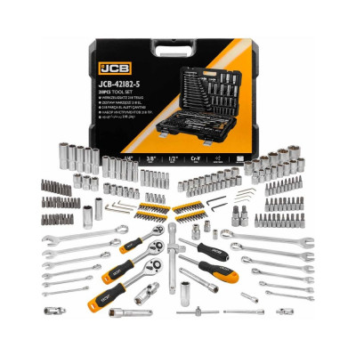Набор инструментов JCB 1/4",3/8",1/2"(6гр.) 218 предметов JCB-42182-5(59720)