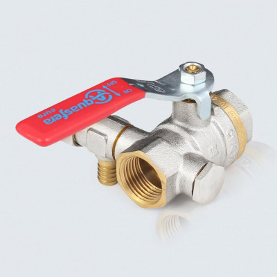 Кран шаровой латунный со спускником Aquasfera 1012 Euro Ду15, Ру40, муфта/муфта, полнопроходной, рычаг 1012-01 109-0453