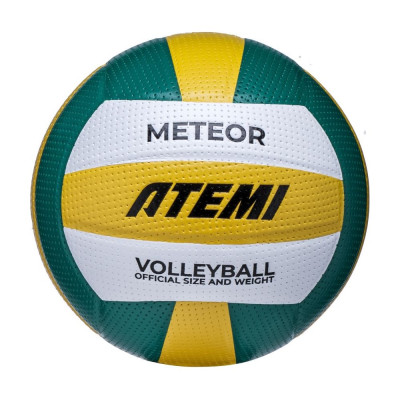 Мяч волейбольный ATEMI METEOR (N), синтетическая кожа PVC, зеленый/желтый/белый, 18 п, клееный, 65-67 см 00-00009835