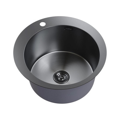 Мойка настольного монтажа MIXLINE D50 3,0 вып 3 1/2 круглая PRO 20см с сифоном черный графит НОВИНКА 554770