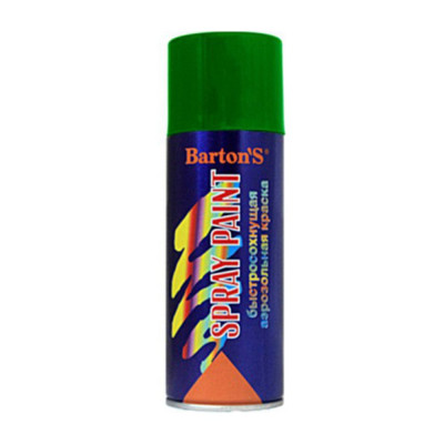 Алкидная аэрозольная краска BARTON'S Spray Paint ЗЕЛЕНАЯ глянец RAL6002, 520мл BR159