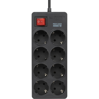 Сетевой фильтр Filum 4000 Вт., 8 розеток, шнур 5.0 м., черный FL-SP8-5.0M-16