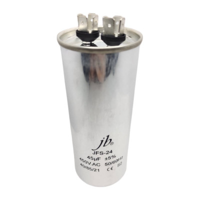 Конденсатор пусковой JB Capacitors 45мкФ, 450В, 55х110, JFS-24 (CBB65) Алюминевый корпус (клеммы), JFS24A6456J000000B-327