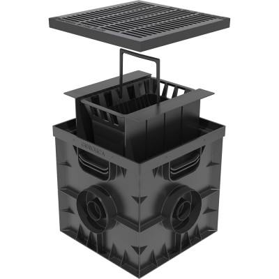 Дождеприемник Gidrolica 300х300 мм, в сборе с пластиковой щелевой решеткой под трубу Ø 110 мм, класс А15 2308