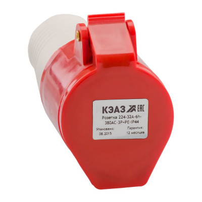 Розетка кабельная КЭАЗ 224-32А-6h-380AC-3P+PE-IP44 5 шт 222752