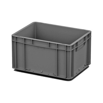 Пластиковый ящик (евроконтейнер) Дигрус 600х400х320 мм, серый, с гладким дном EC6432-ЯС/Д