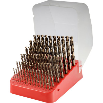 Набор сверл по металлу H-Tools 1-10мм, 91шт, DIN338, HSSE-Co5, 135град. 215223HT