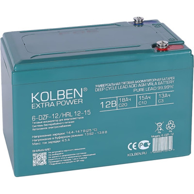 Аккумулятор тяговый KOLBEN 6-DZF-12 12В 14Ач C5 151x100x99 мм 6-DZF-12_HRL-12-15