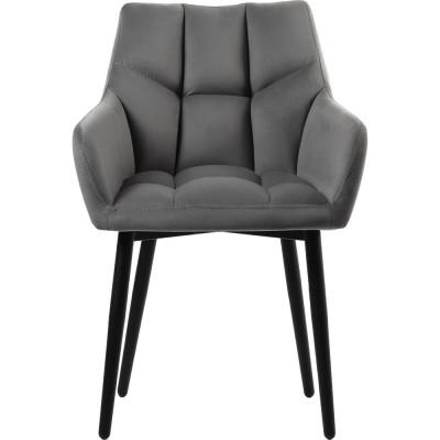 Комплект стульев Divan24 Милан Люкс велюр серый 2 шт для дома, гостиной, с подлокотниками мягкие, кухонные, обеденные 77000246