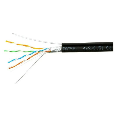 Кабель Cablexpert (RU) FTP outdoor 4x2x0.51 на тросу, медный, кат.5e, однож., 305м, box, черный, FPC-5051E-4-CU-OUTR