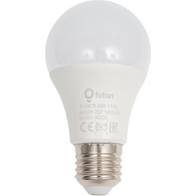 Лампа FL-LED A60-MO 24-36V AC-DC 11W E27 4000K 1060Lm FOTON_LIGHTING 610478
