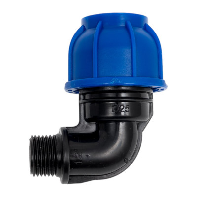 Компрессионный переходной отвод Millennium ПНД 25-1/2" с наружной резьбой PFUM2512