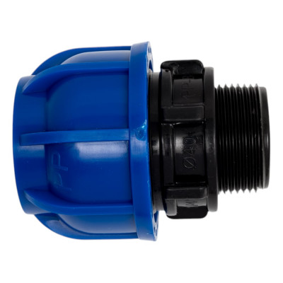 Муфта компрессионная для ПНД труб Millennium 40-1 1/4 с наружной резьбой PFMM4032