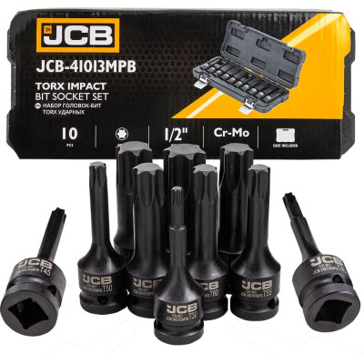 Набор головок-бит JCB TORX ударных 10 предметов 1/2 JCB-41013MPB(60978)