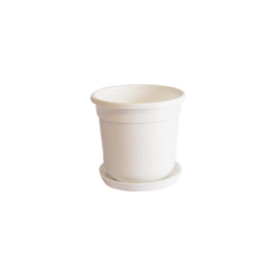 Горшок цветочный ООО "КАМЕНСКХИМВОЛОКНО" "кракелюр" 2,9л с поддонником белый мрамор 37043-1