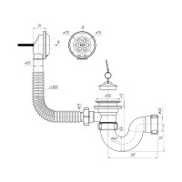 Сифон АНИ для ванны с выпуском 1 1/2", с переливом E150 025-0039