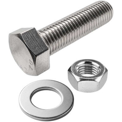 Болт 23 Болта нержавеющий, М4x35 мм DIN 933 с гайкой и шайбой, 10 шт. 11538