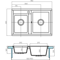 Кухонная Мойка AQUATON Делия 78 DBL (Графит)NEW 00064593 1A723132DE210